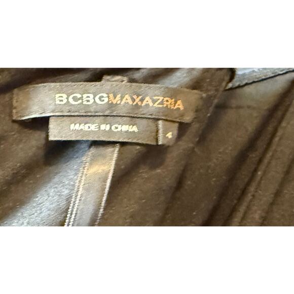 BCBGMAXAZRIA Silk Ikat Mini Dress Size 4 Black White Bubble Hem Fit & Flare - Picture 3 of 10